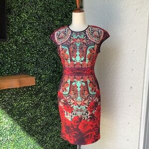 Clover Canyon Rose Matador Neoprene Dress, Size Large